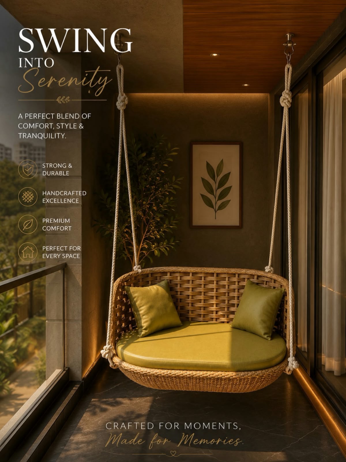 Balcony Cocoon Wicker Swing